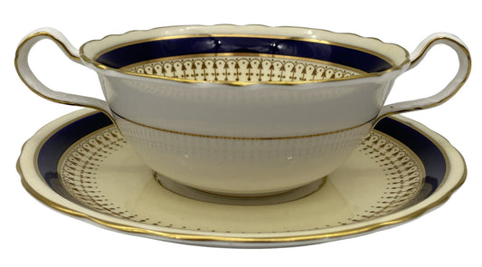 Aynsley 7301 Cobalt Cream Soup Bowl & Saucer