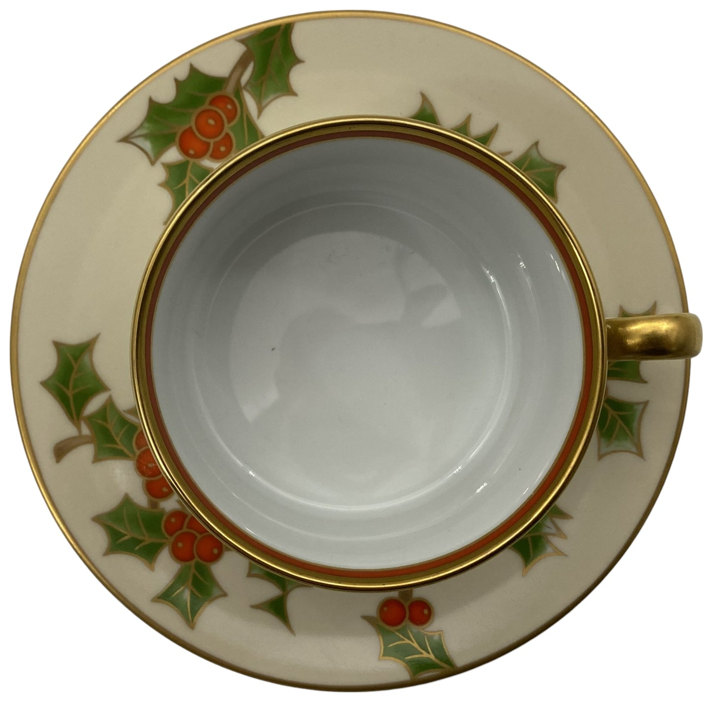 Fitz & Floyd Christmas Holly Cup & Saucer