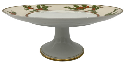 Fitz & Floyd Christmas Holly Pedestal Cake Stand