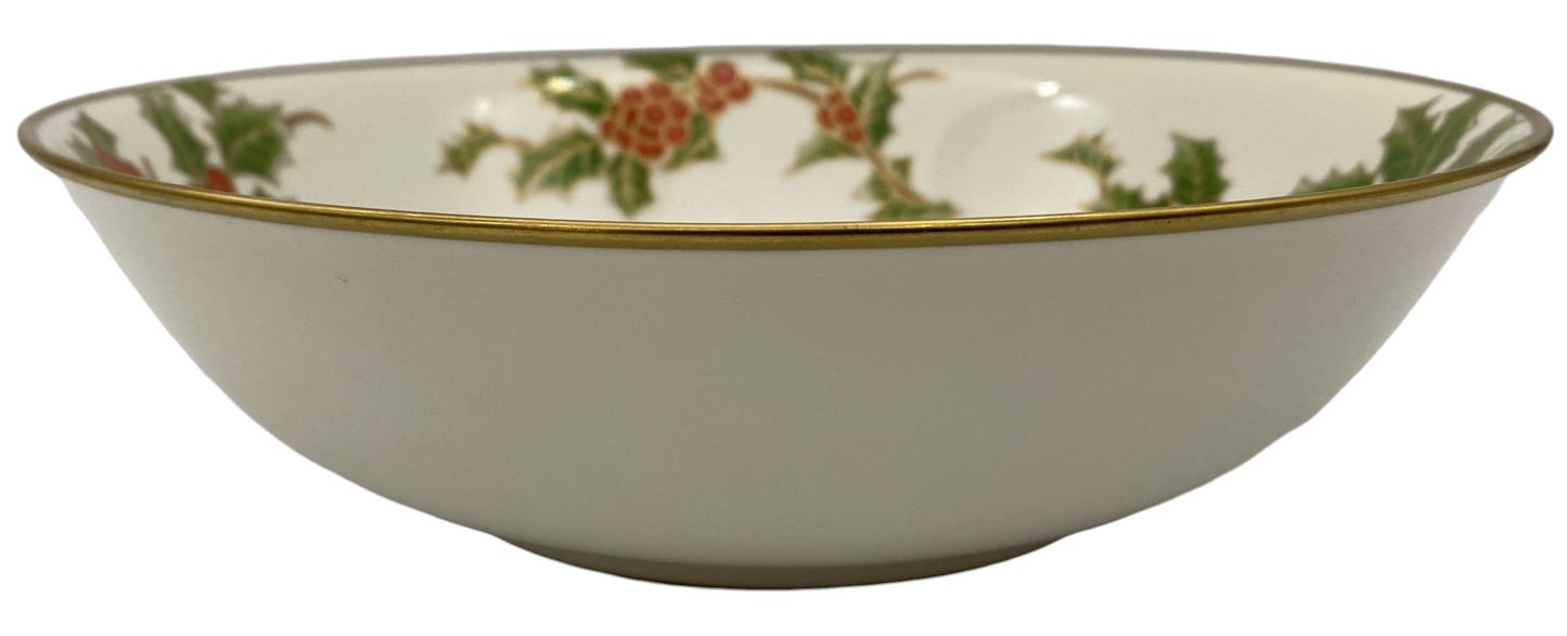 Fitz & Floyd Christmas Holly 9 " Round Vegetable Bowl