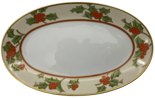 Fitz & Floyd Christmas Holly Relish / Gravy Boat Underplate