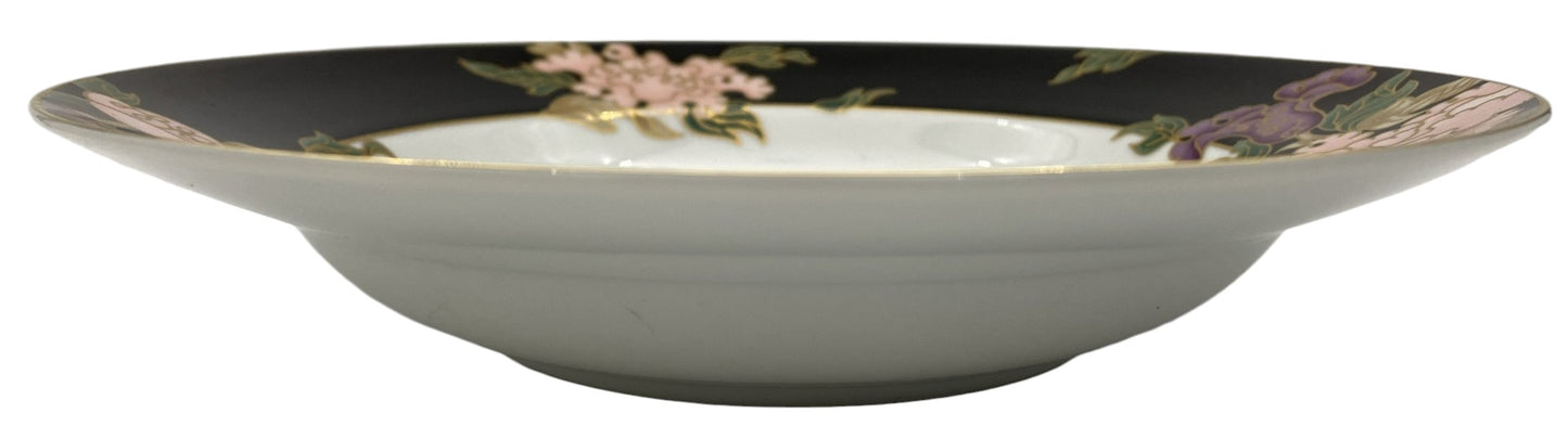 Fitz & Floyd Cloisonne Peony Black Rimmed Soup Bowl