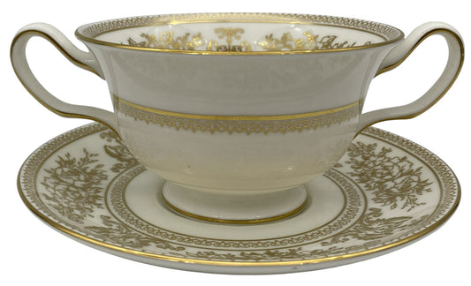 Wedgwood Columbia Gold Cream Soup Bowl & Saucer