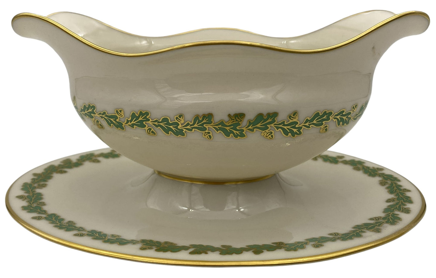 Lenox Shenandoah Green Gravy Boat & Underplate