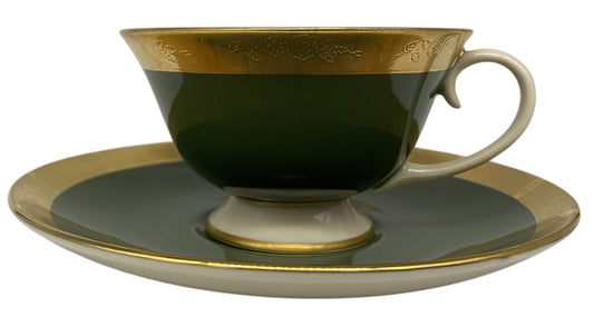 Flintridge Georgian Rose Spanish Green Cup & Saucer