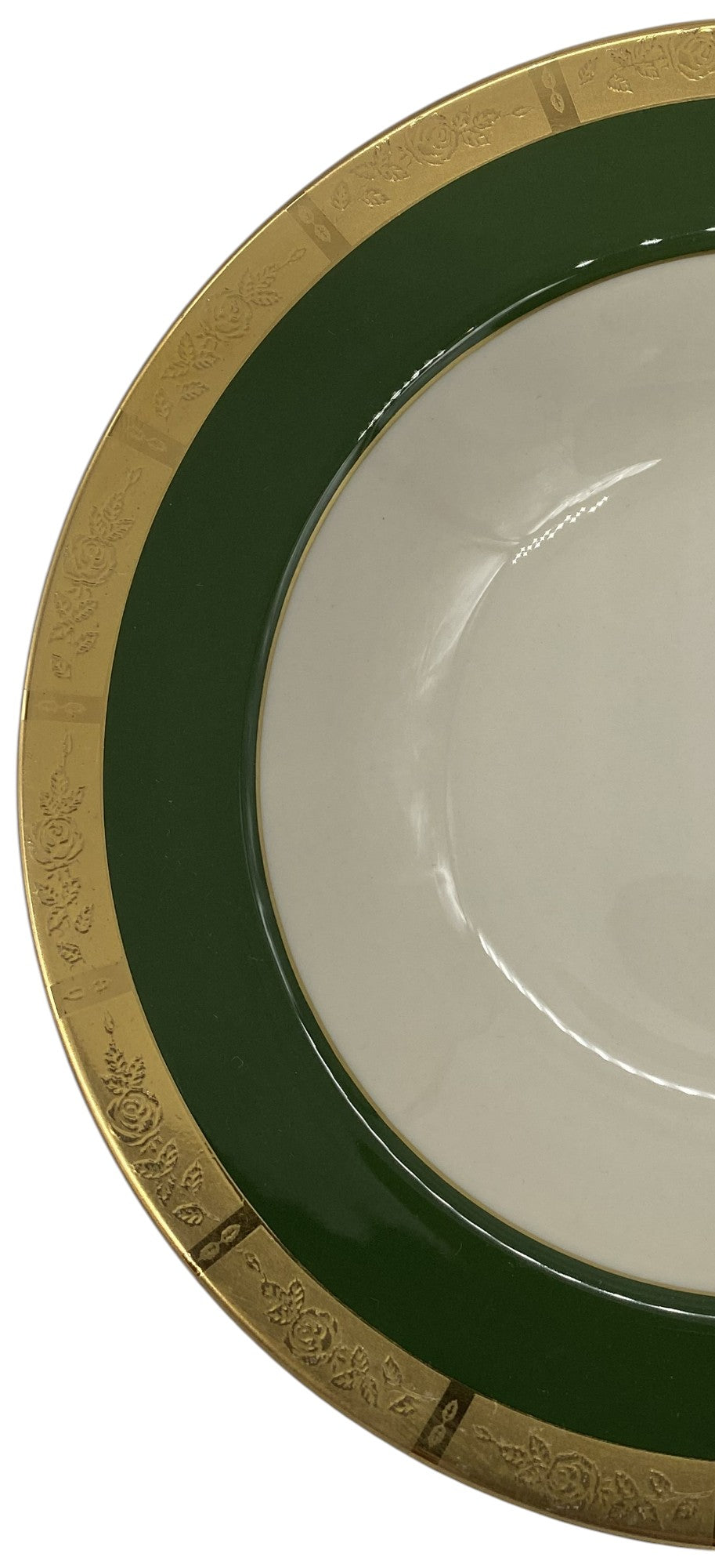 Flintridge Georgian Rose Spanish Green Rimmed Soup Bowl