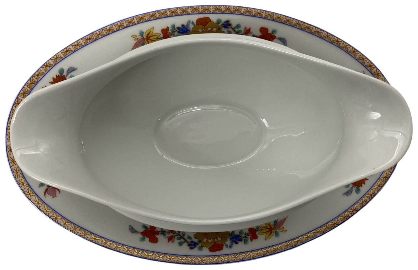 Bernardaud Pondichery Gravy Boat and Underplate