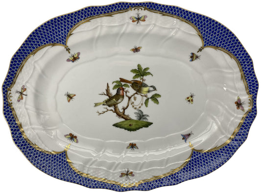 Herend Rothschild Bird Blue 15 " Oval Serving Platter # 1102