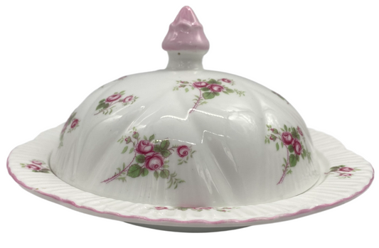 Shelley Bridal Rose Covered Butter Dish