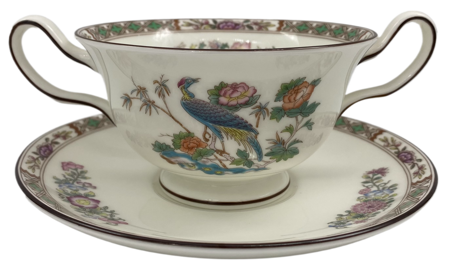 Wedgwood Kutani Crane Cream Soup Bowl & Saucer
