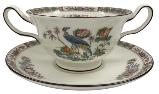 Wedgwood Kutani Crane Cream Soup Bowl & Saucer