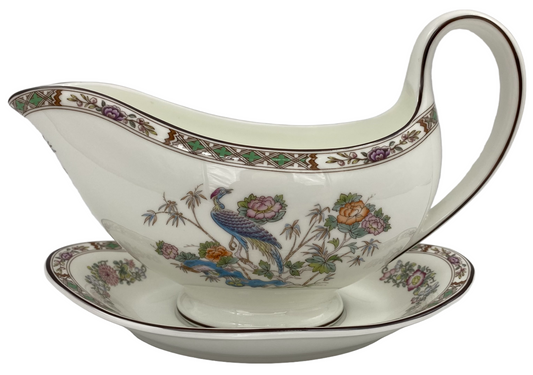 Wedgwood Kutani Crane Gravy Boat & Underplate